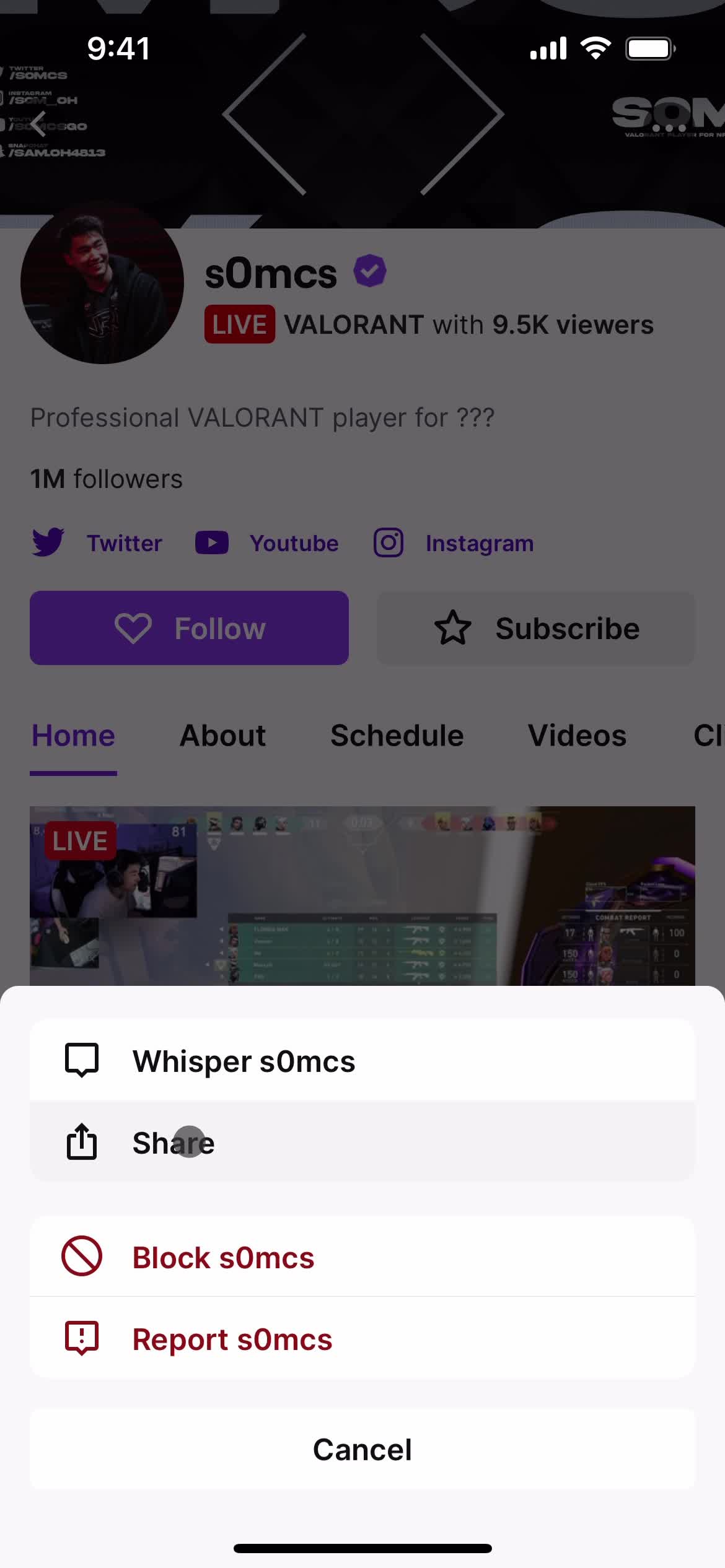 Twitch action menu screenshot