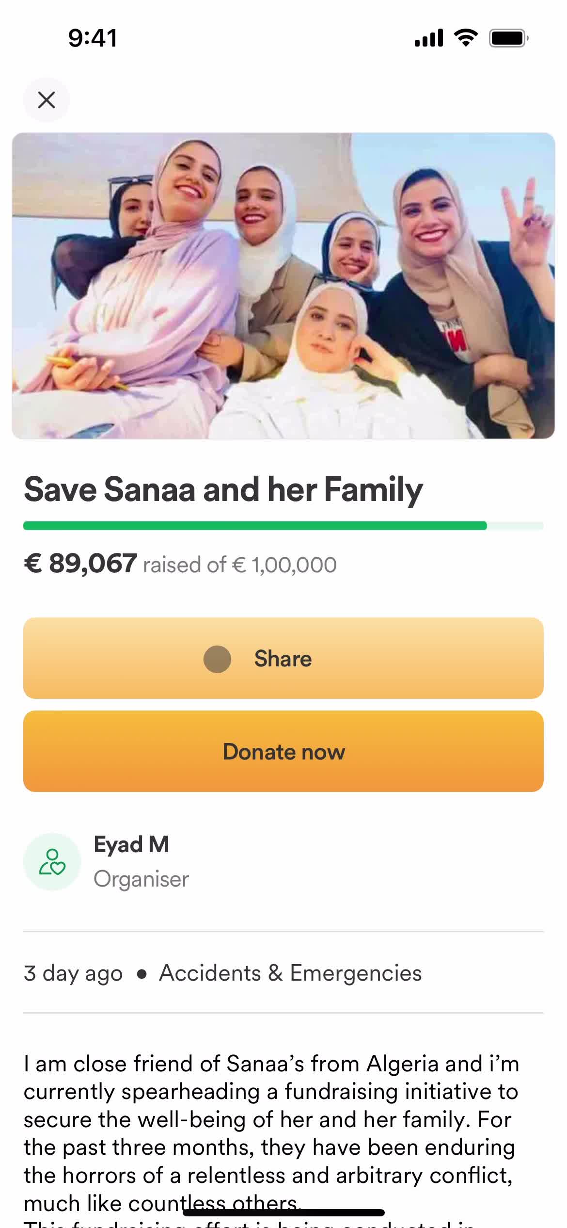 GoFundMe fundraiser screenshot