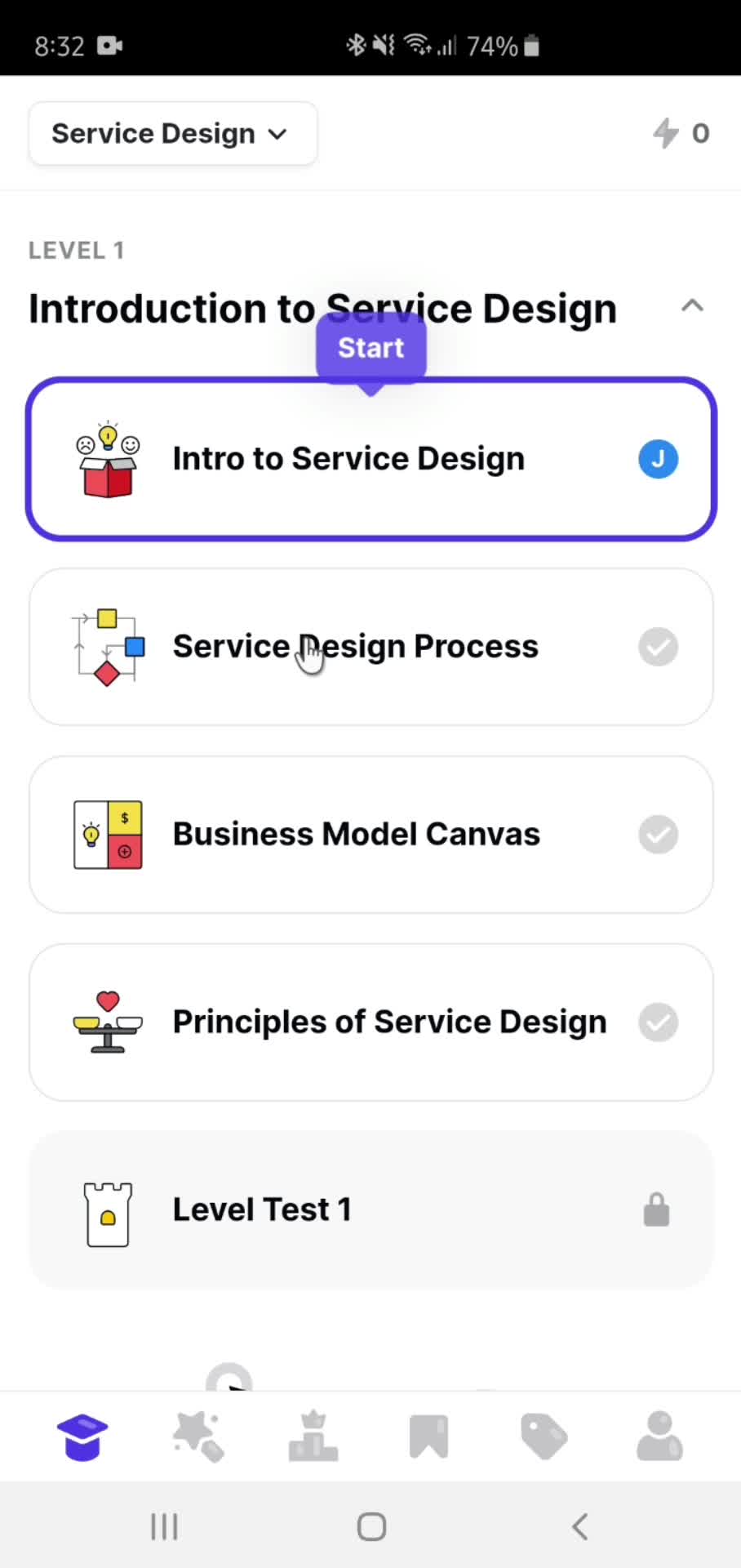 Uxcel lessons screenshot