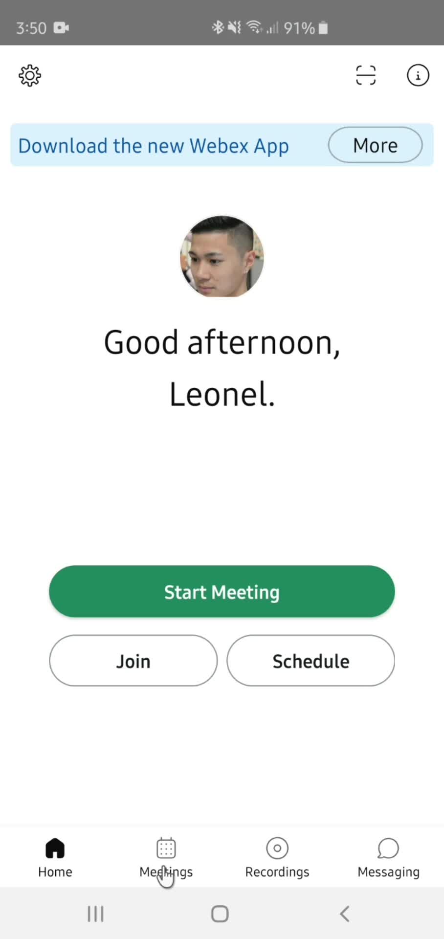 Webex home screenshot