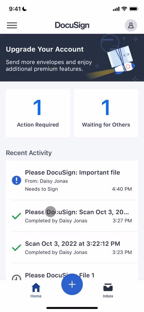 DocuSign home screenshot