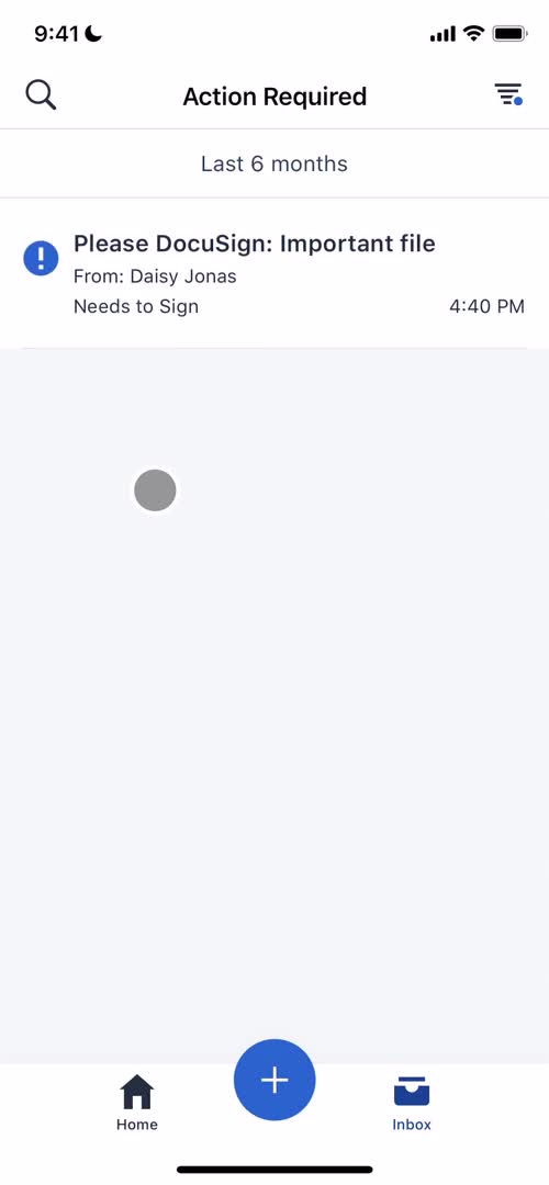 DocuSign inbox screenshot