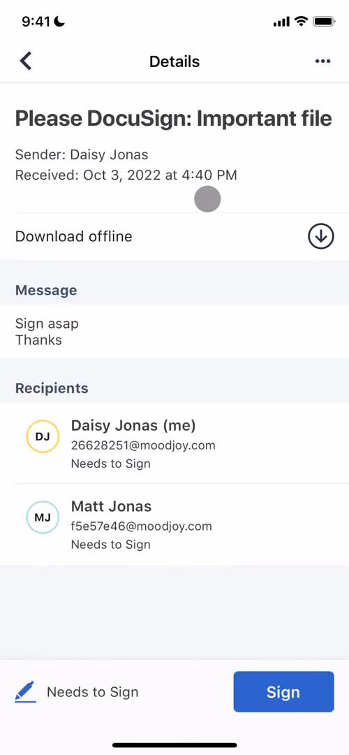 DocuSign signature request screenshot