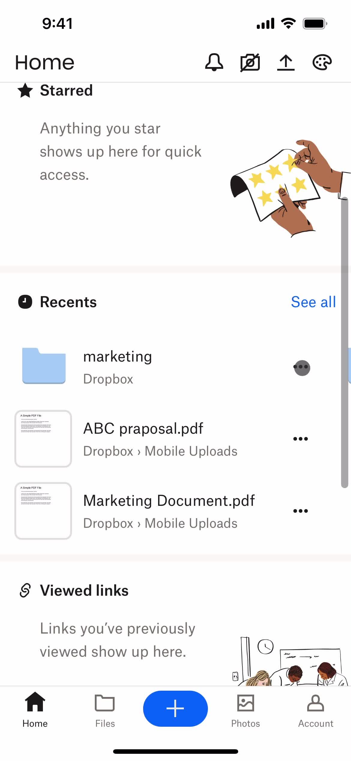 Dropbox home screenshot