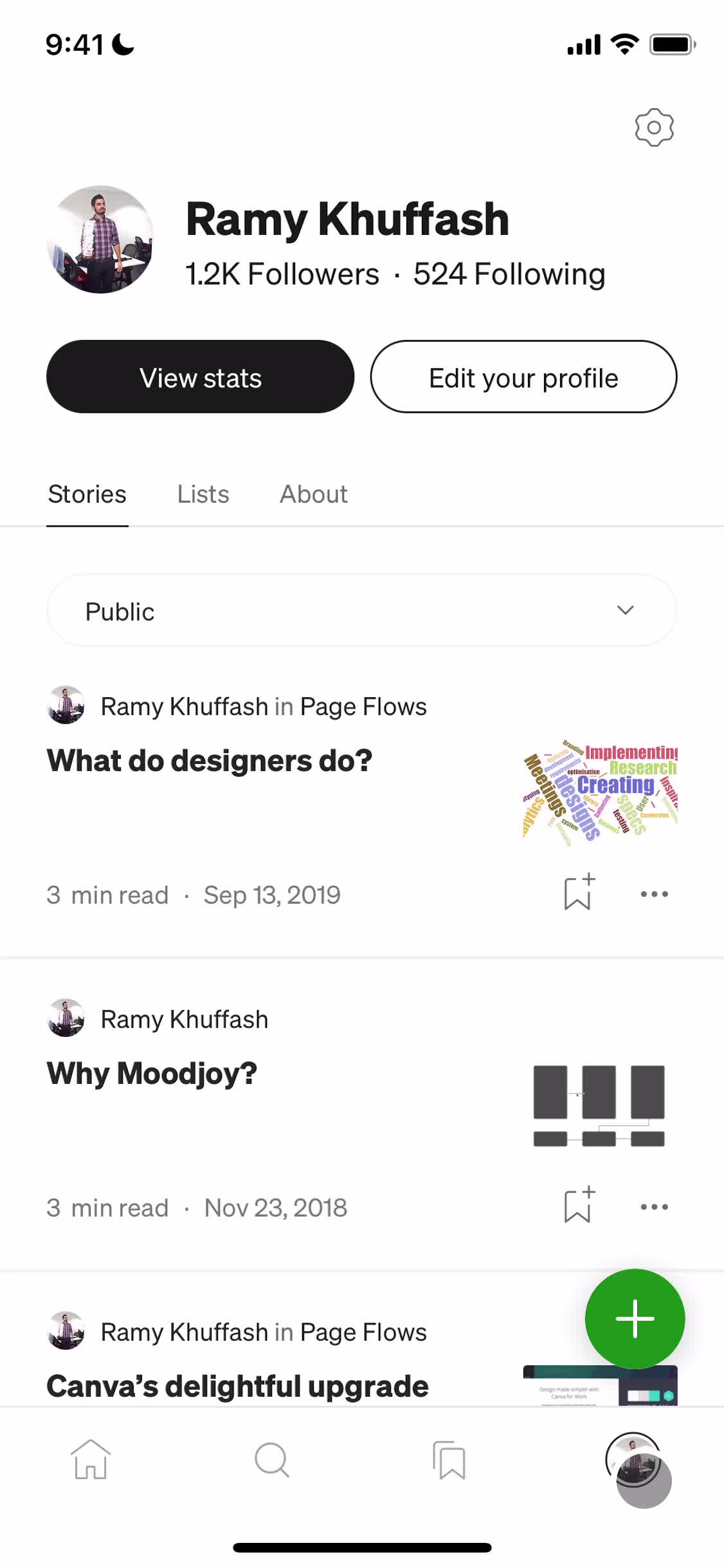 Medium my profile screenshot