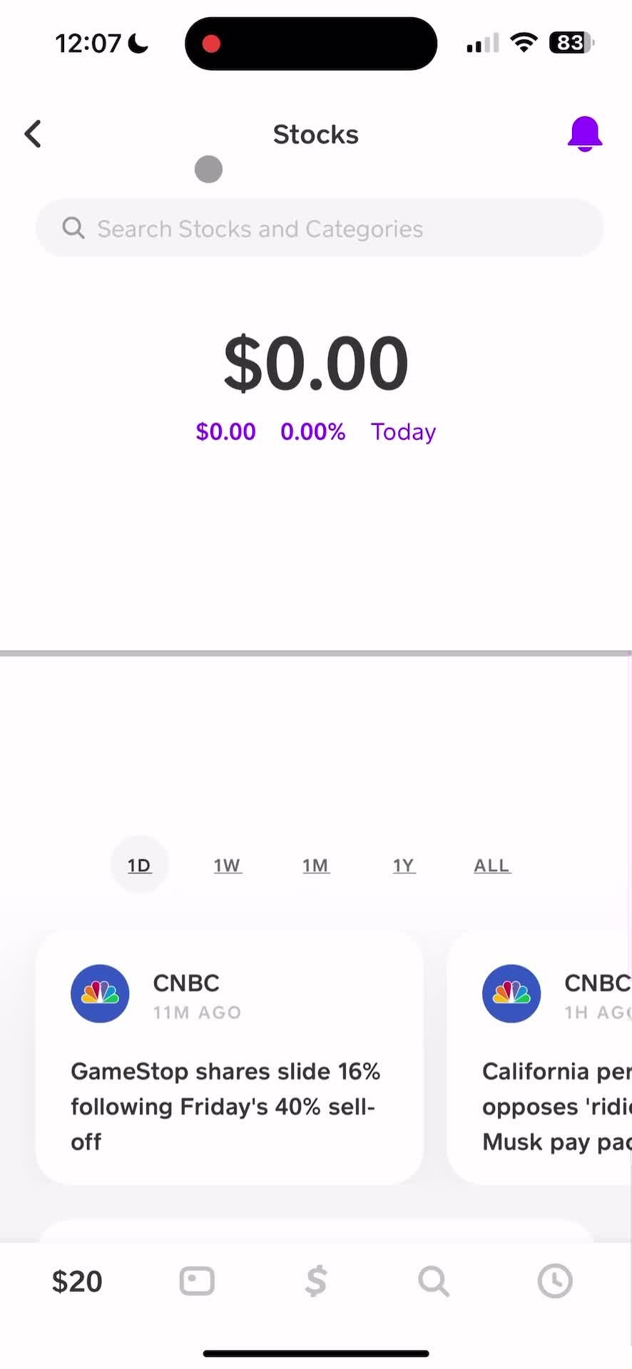 Cash App stocks screenshot