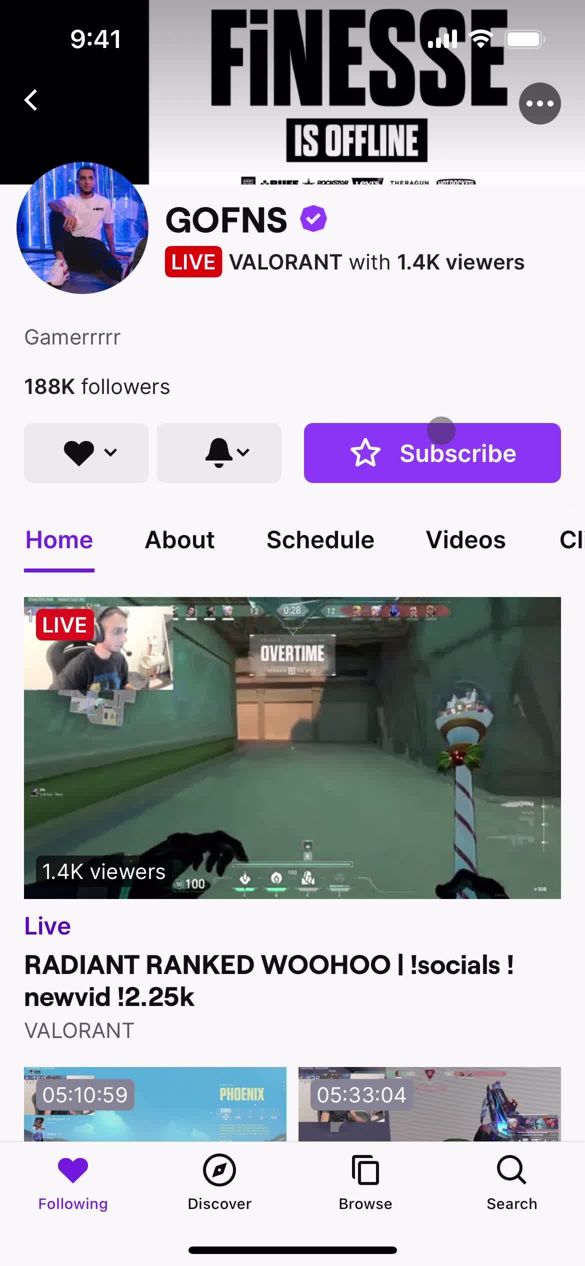 Twitch profile screenshot