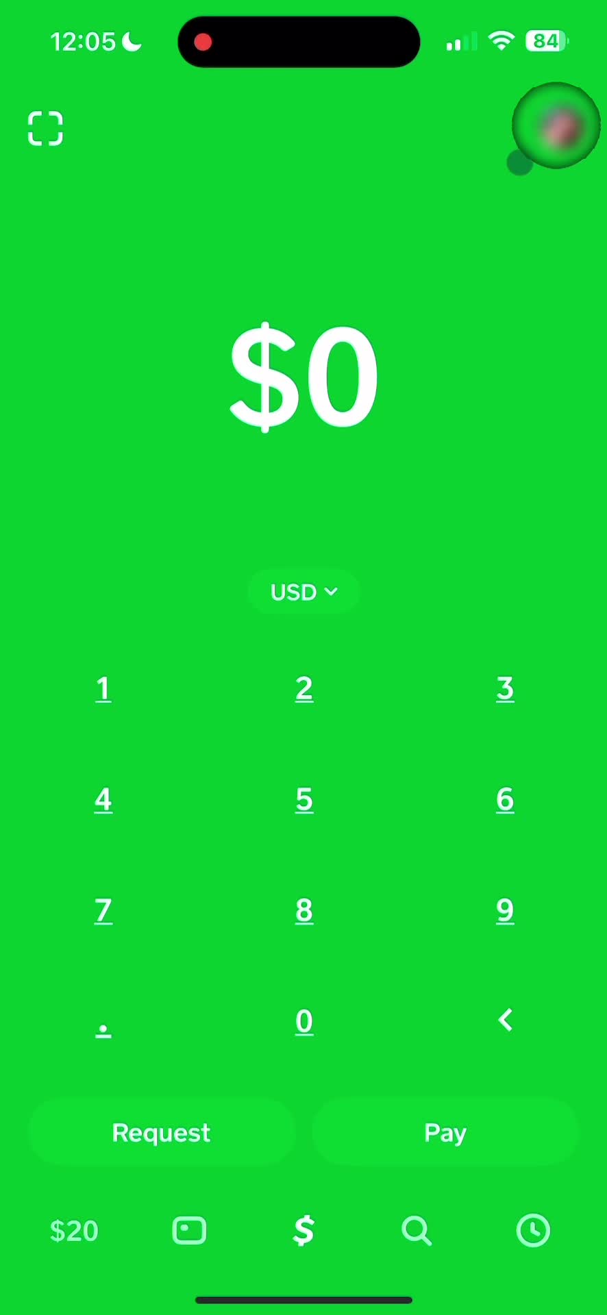 Cash App set amount screenshot