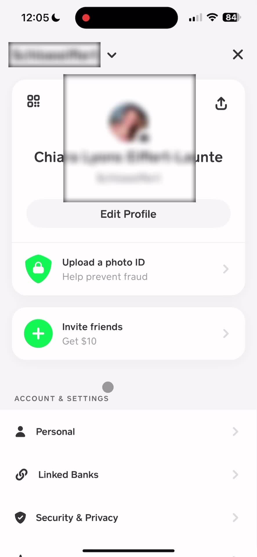 Cash App account screenshot