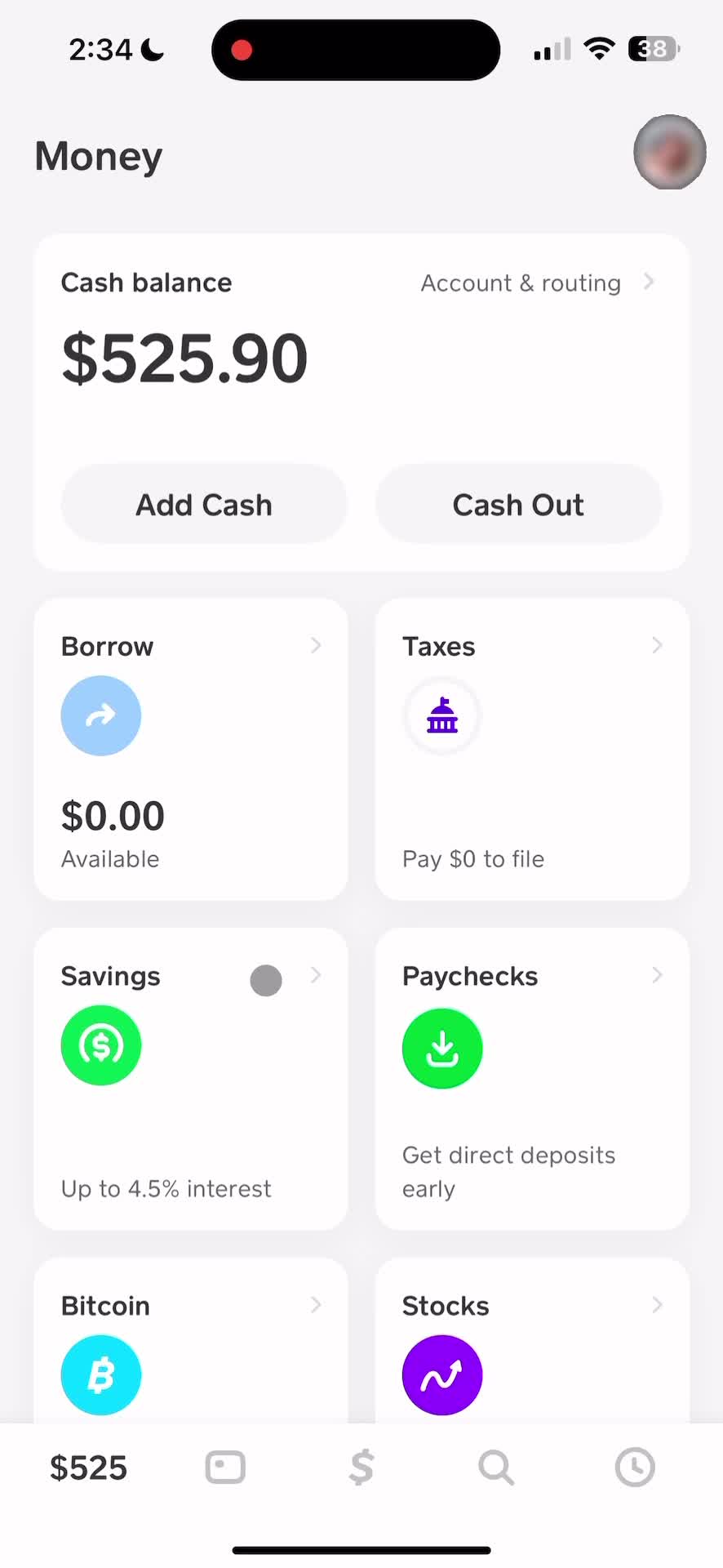 Cash App home screenshot