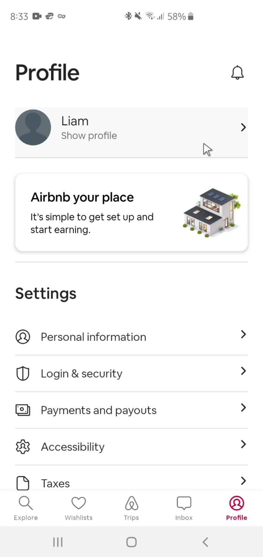 Airbnb profile screenshot