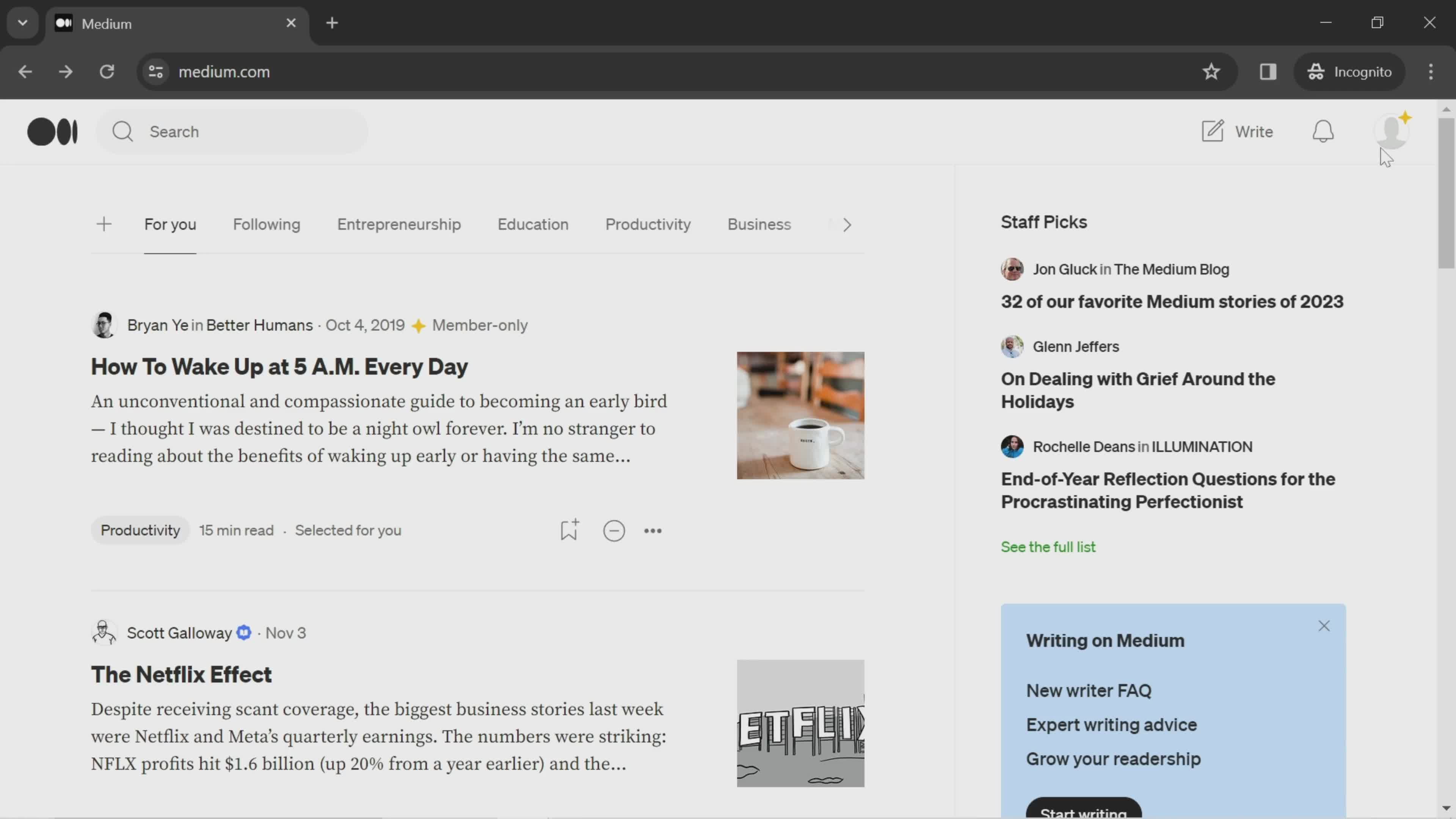 Medium home screenshot