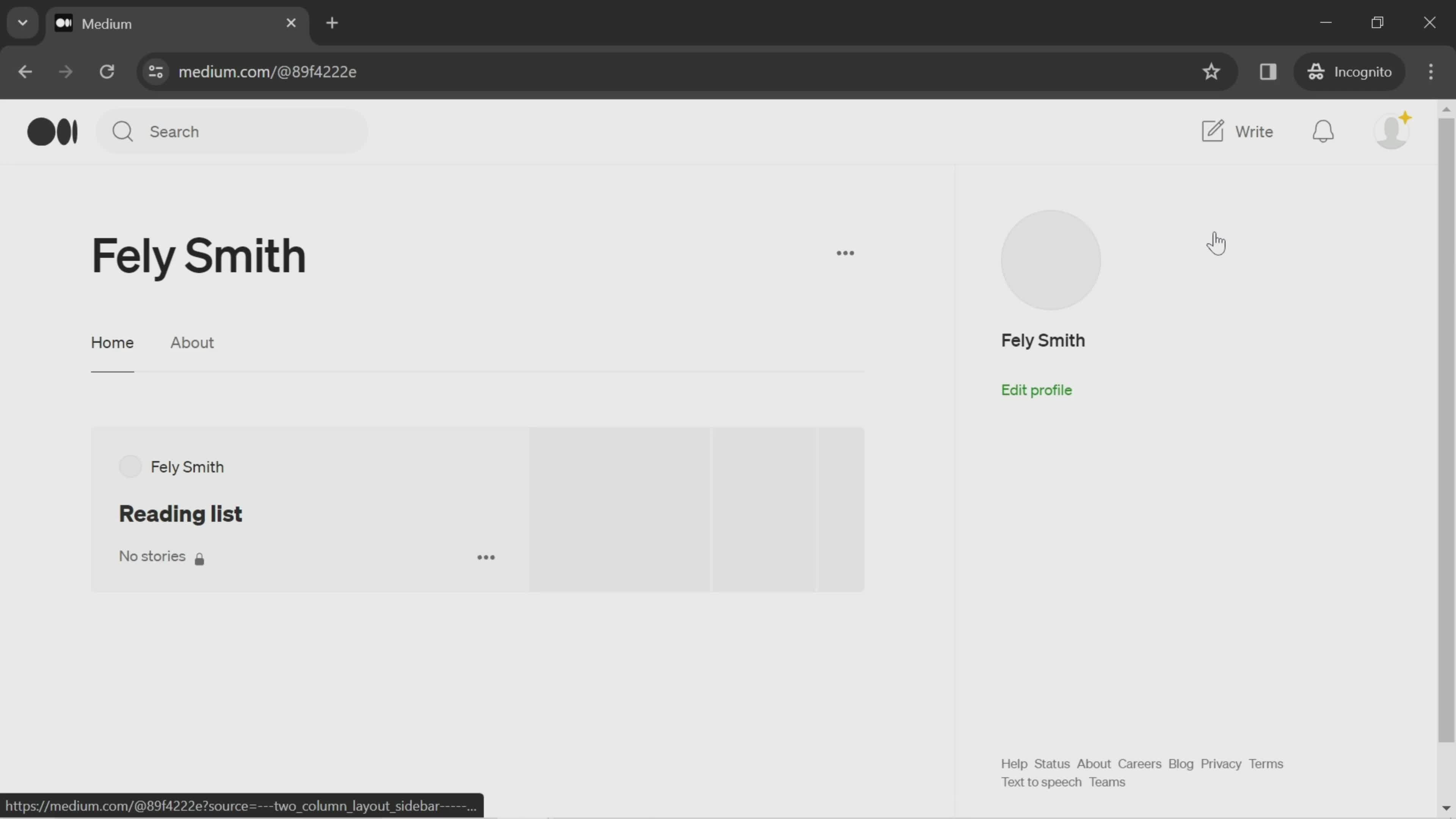 Medium account menu screenshot