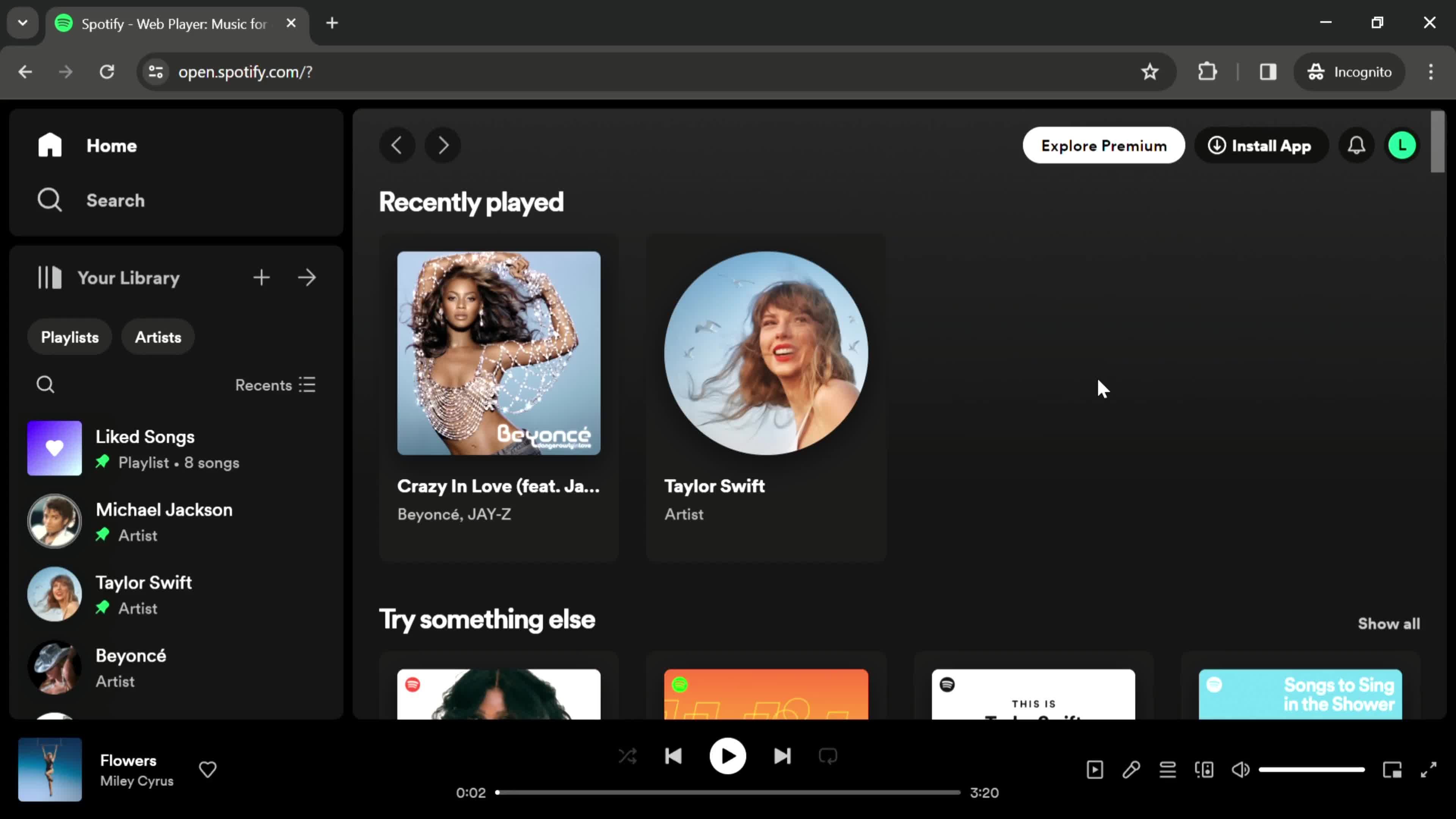 Spotify home screenshot