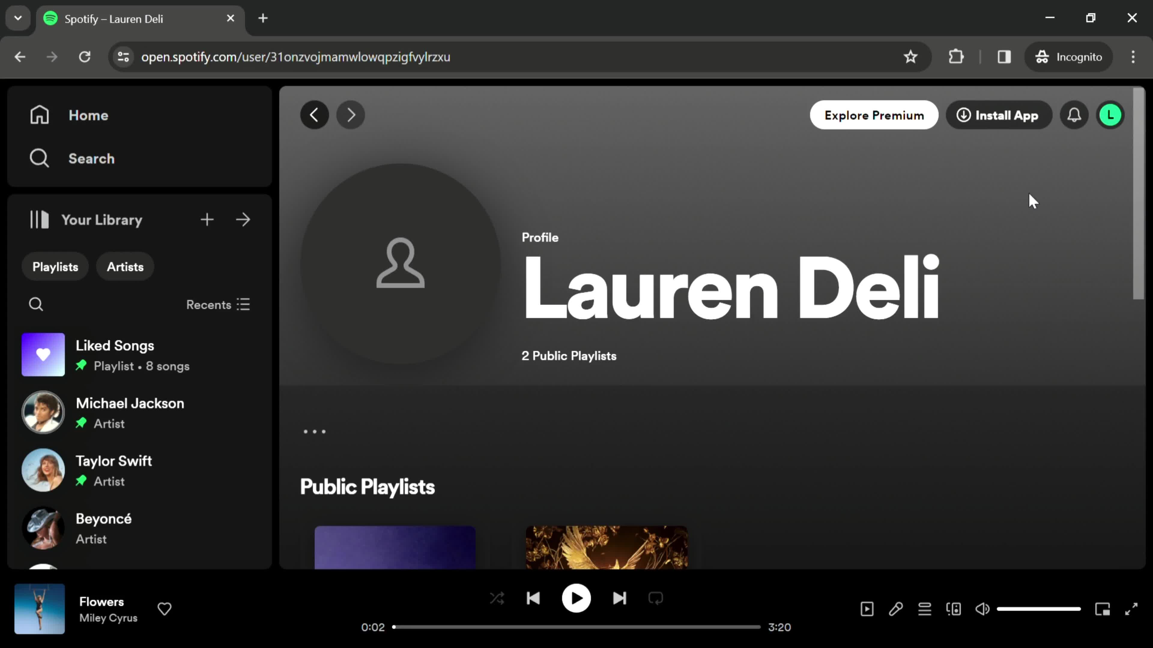 Spotify profile screenshot