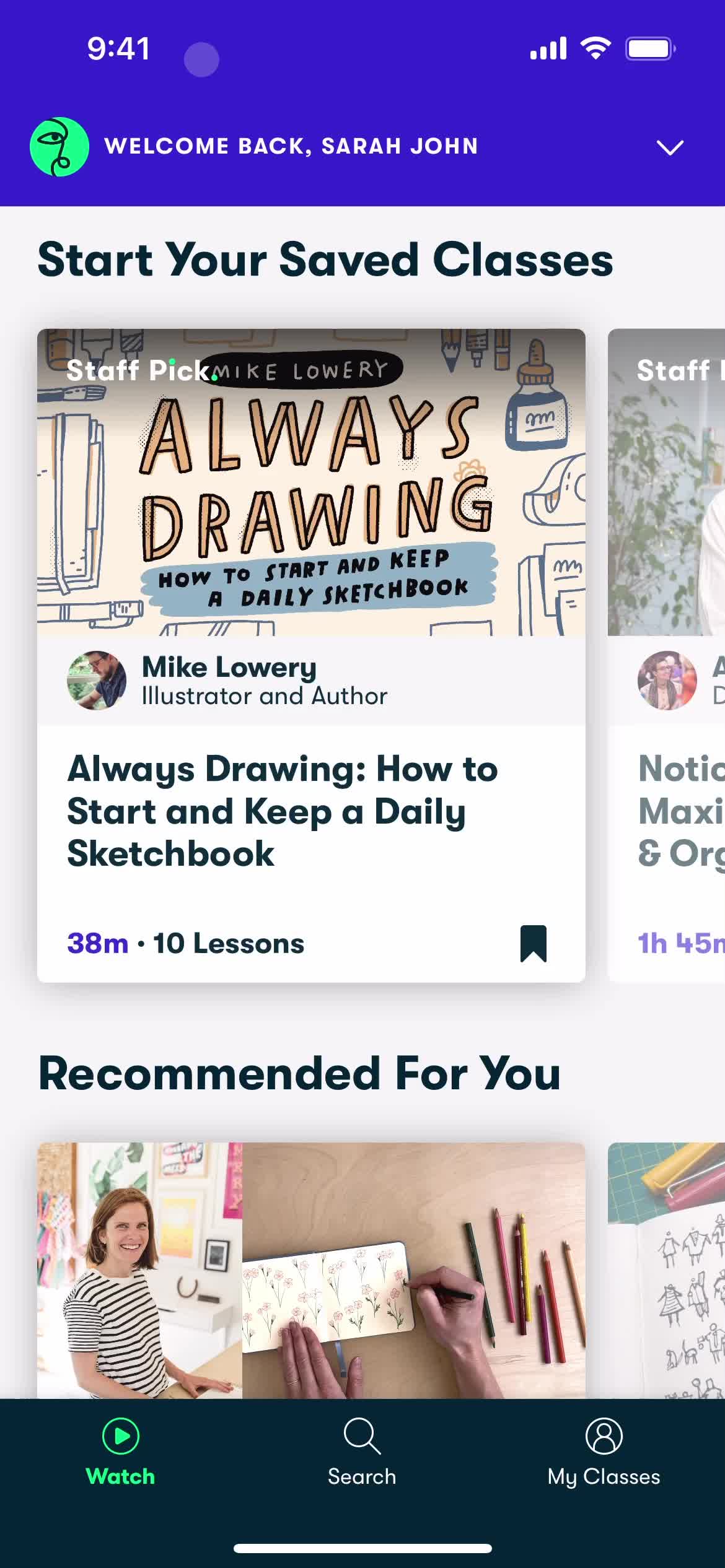 Skillshare home screenshot