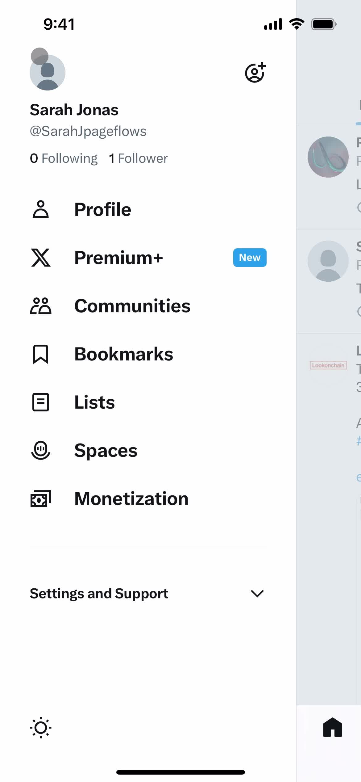 Twitter navigation menu screenshot