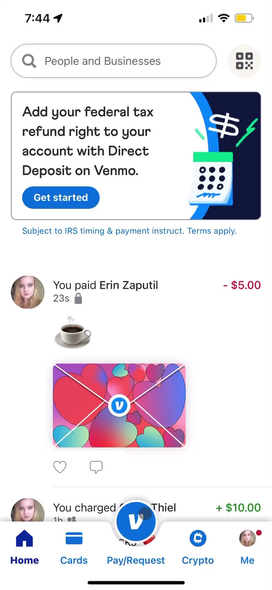 Venmo home screenshot