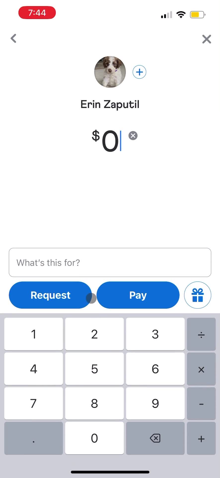 Venmo set amount screenshot