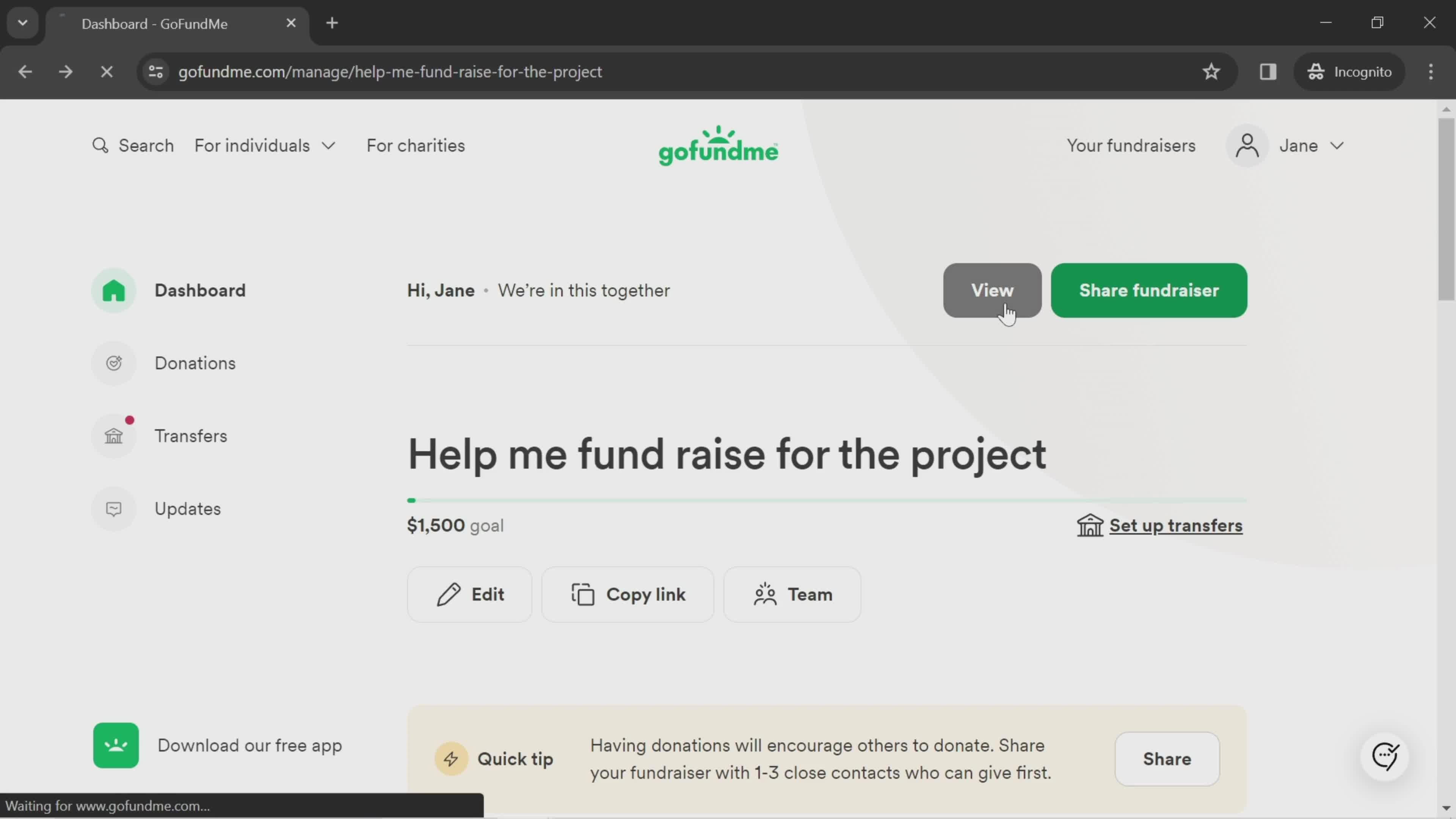 GoFundMe  screenshot