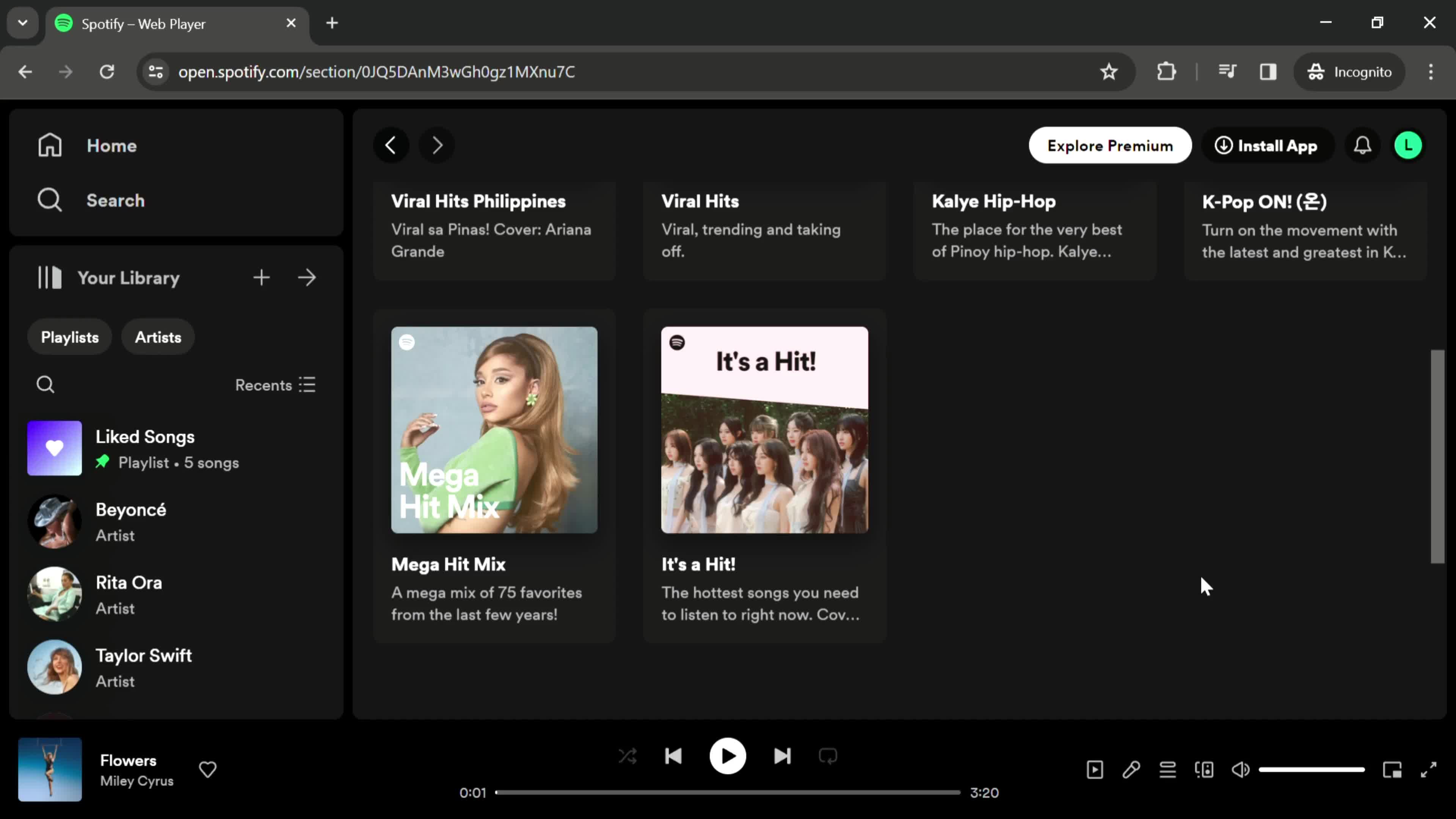 Spotify home screenshot