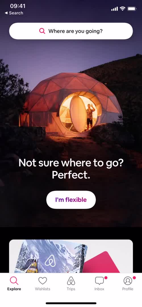 Airbnb explore screenshot