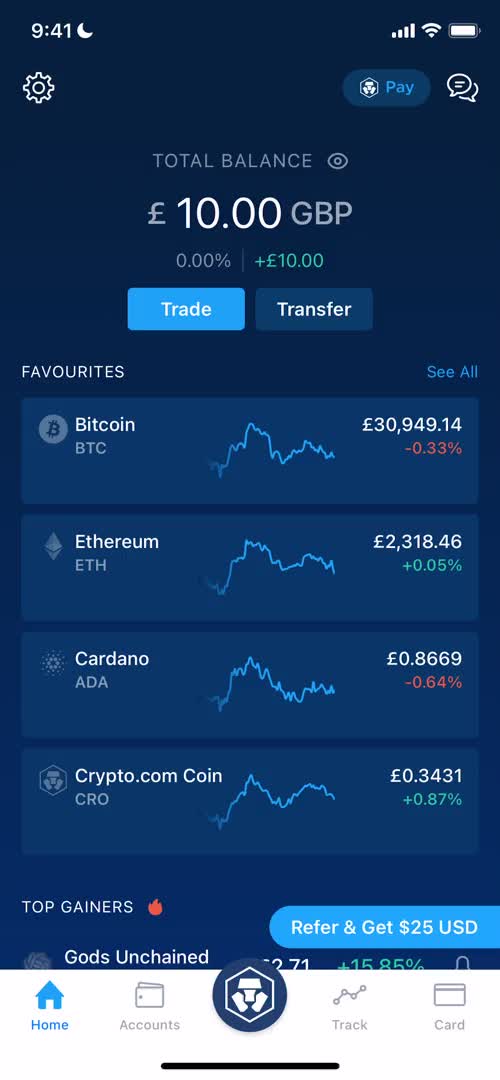 Crypto.com home screenshot