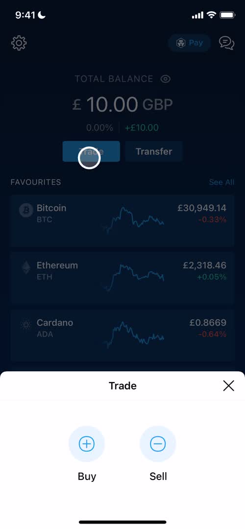 Crypto.com trade screenshot