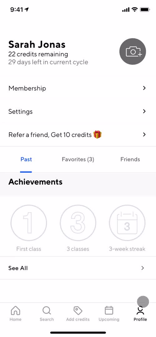 ClassPass profile screenshot