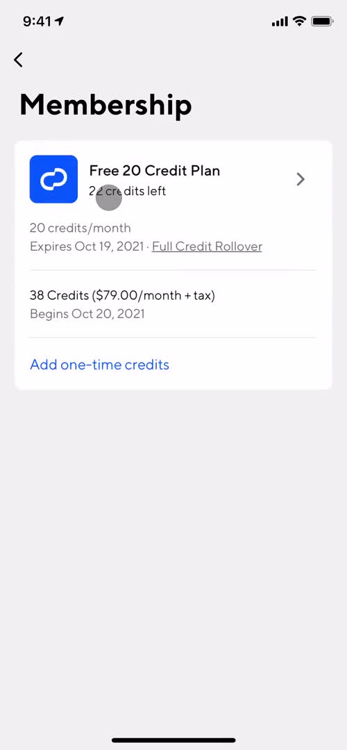 ClassPass membership screenshot