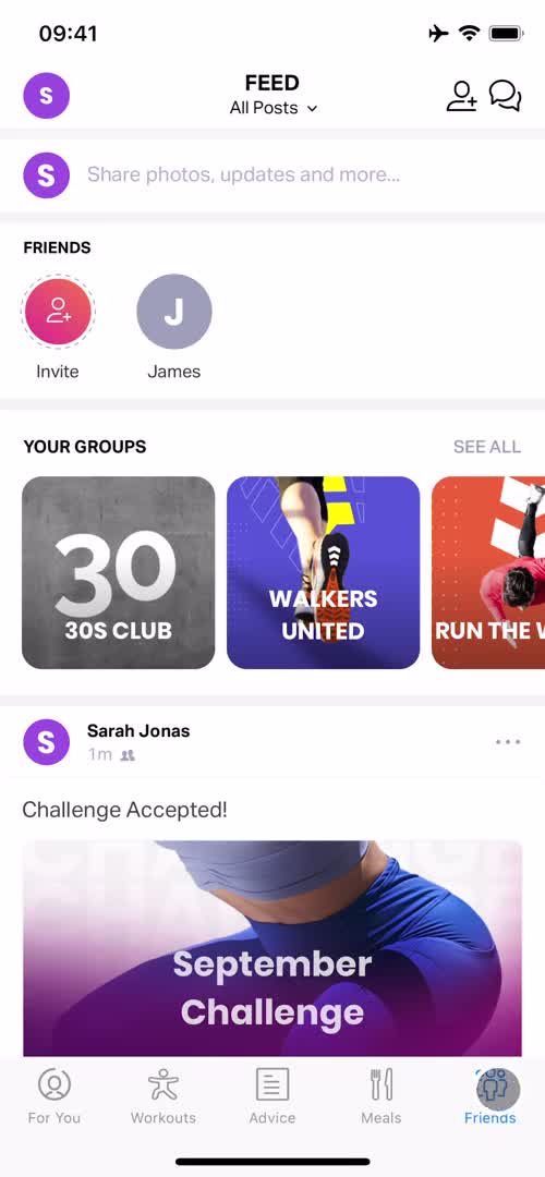 FitOn activity feed screenshot