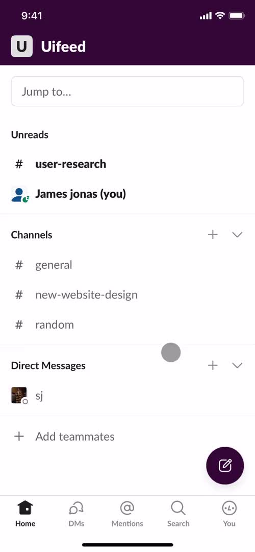 Slack home screenshot