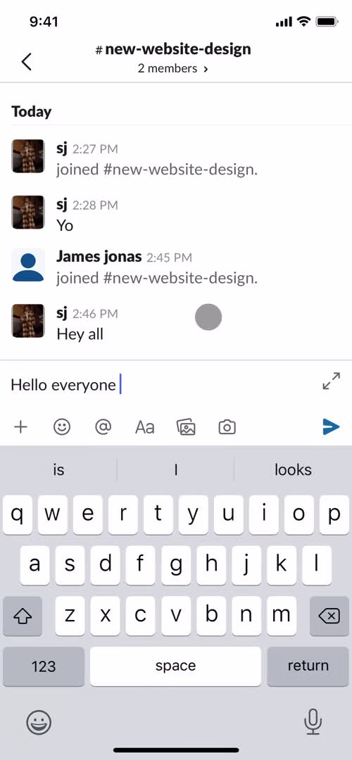 Slack send message screenshot