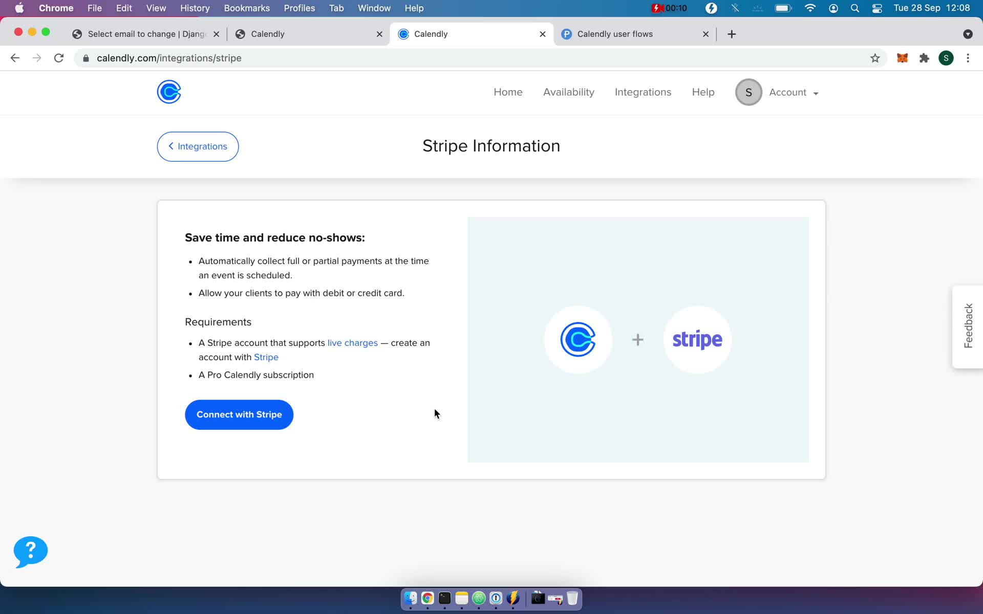 Calendly connect payment provider screenshot