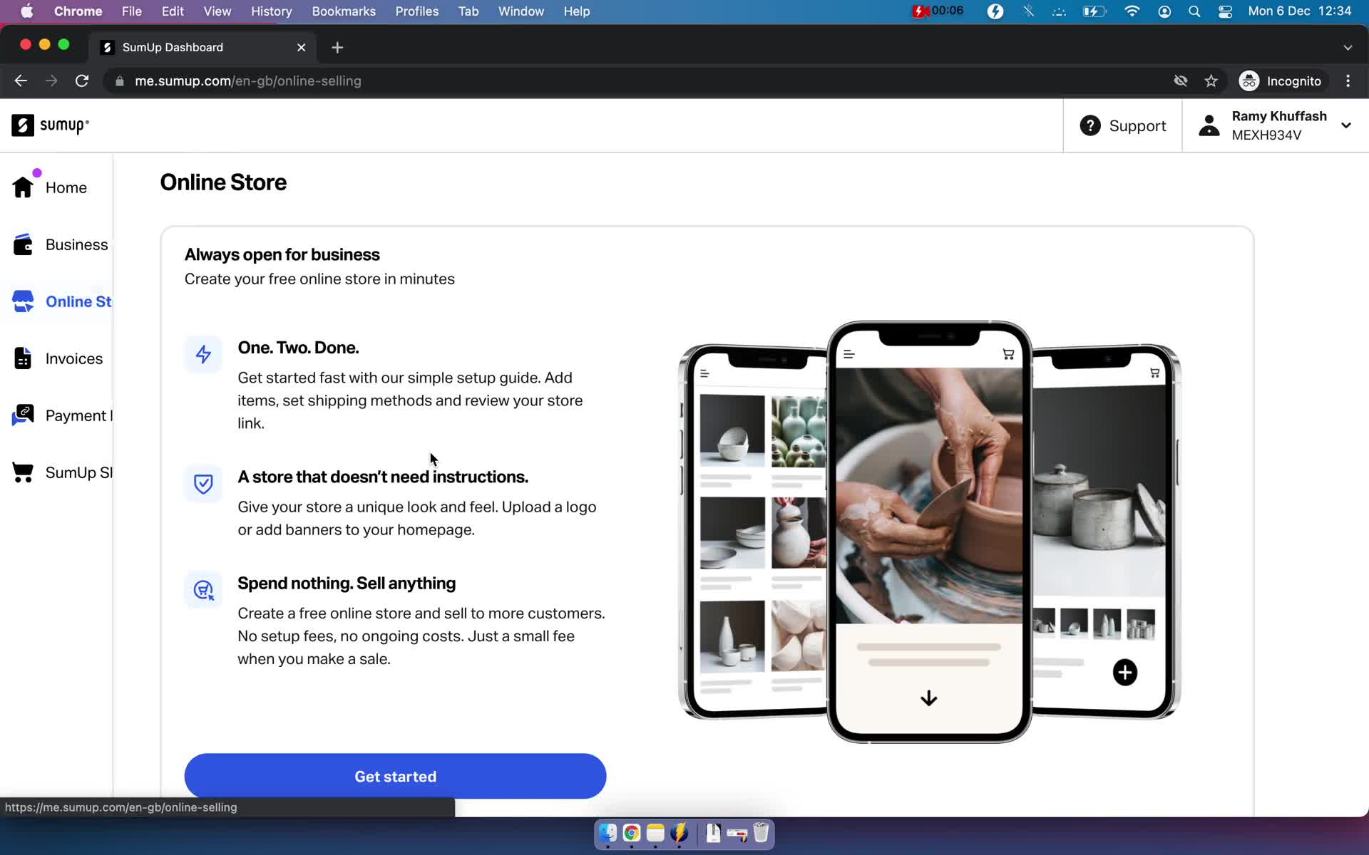 SumUp create store screenshot