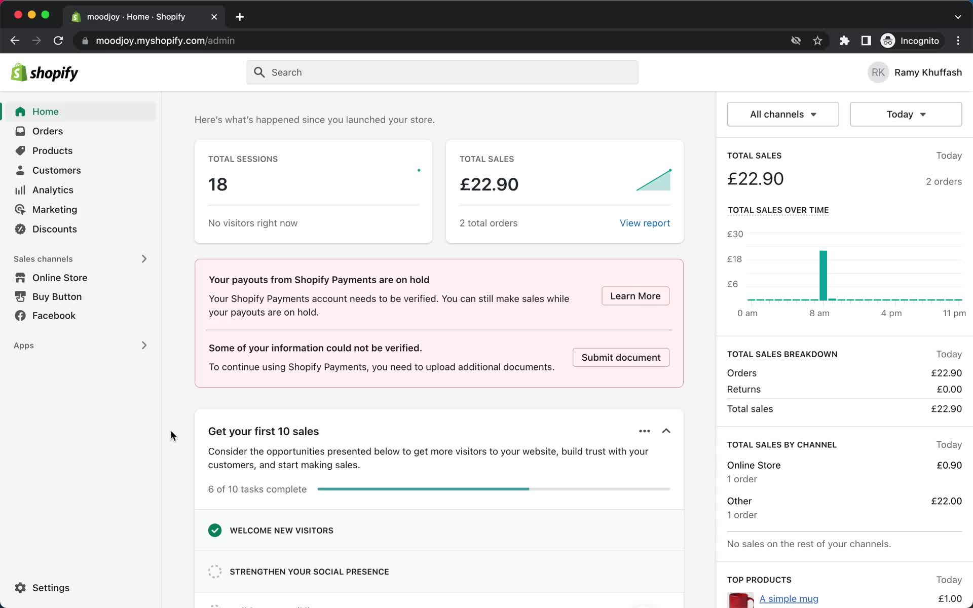 Shopify dashboard screenshot