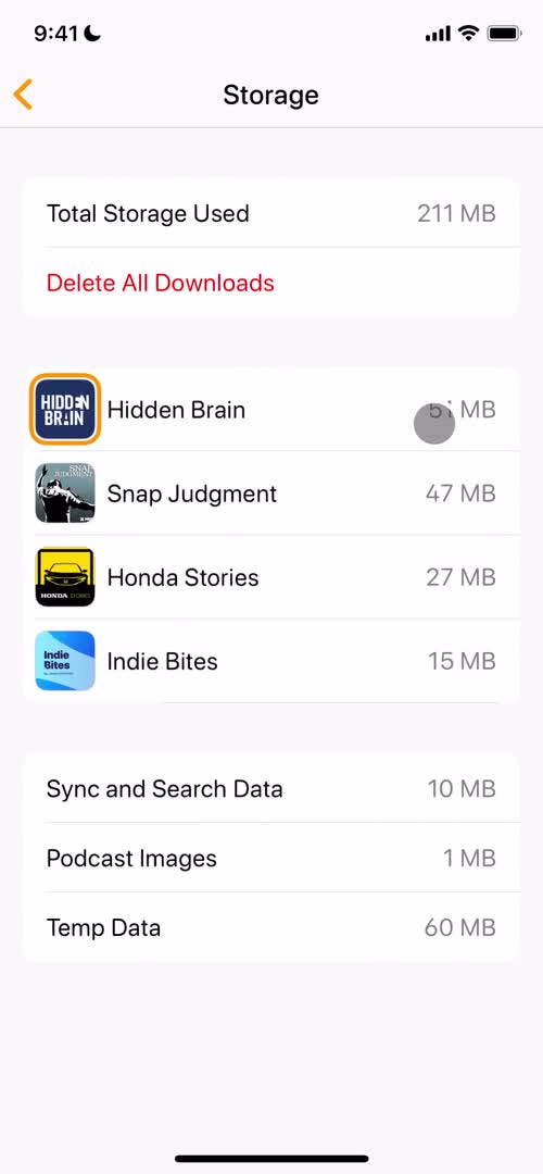 Overcast storage screenshot