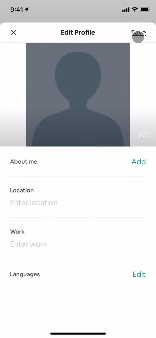 Airbnb edit profile screenshot