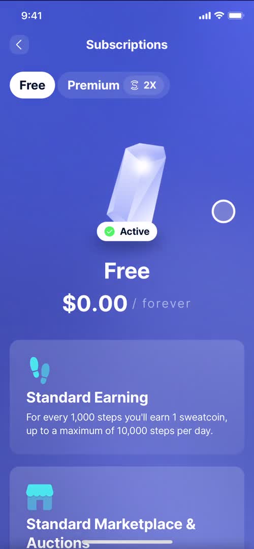 Sweatcoin subscriptions screenshot
