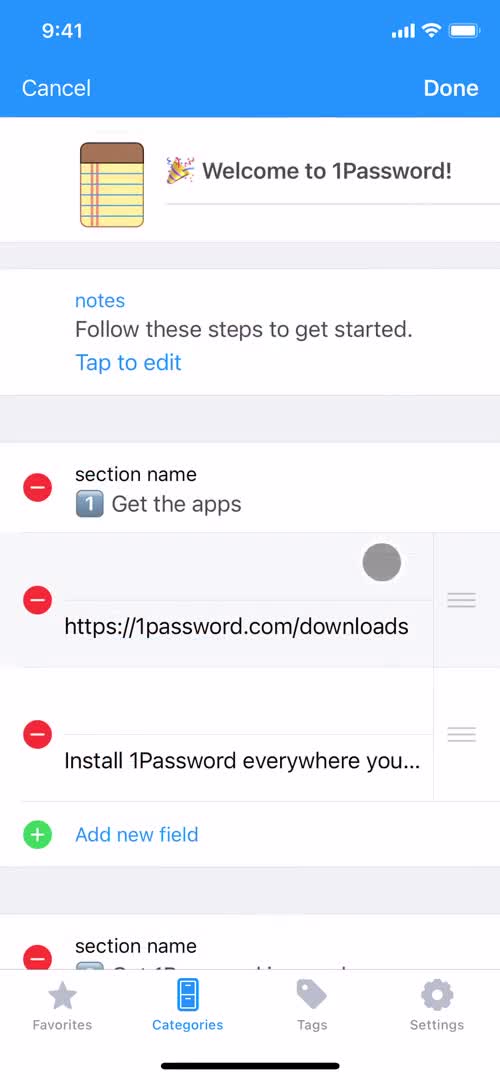 1Password edit item screenshot