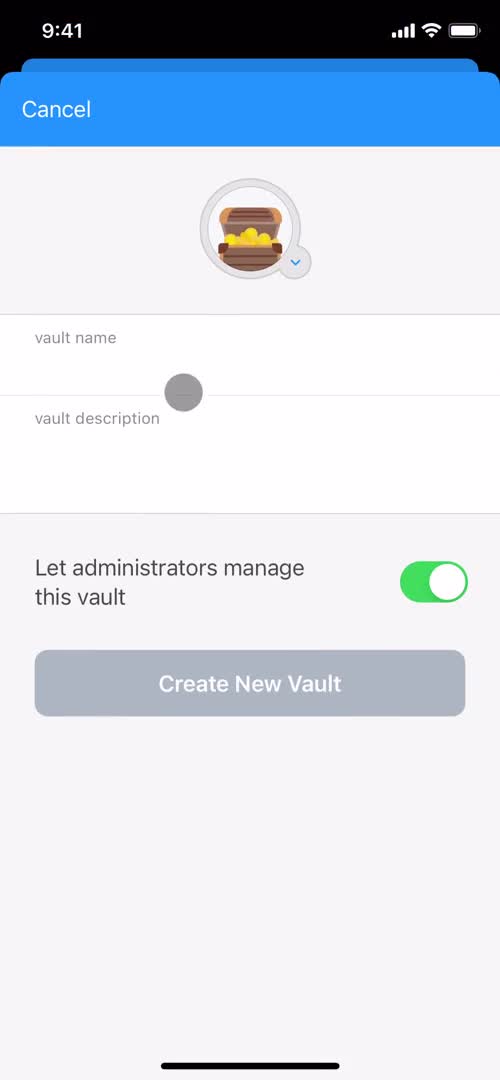 1Password create vault screenshot