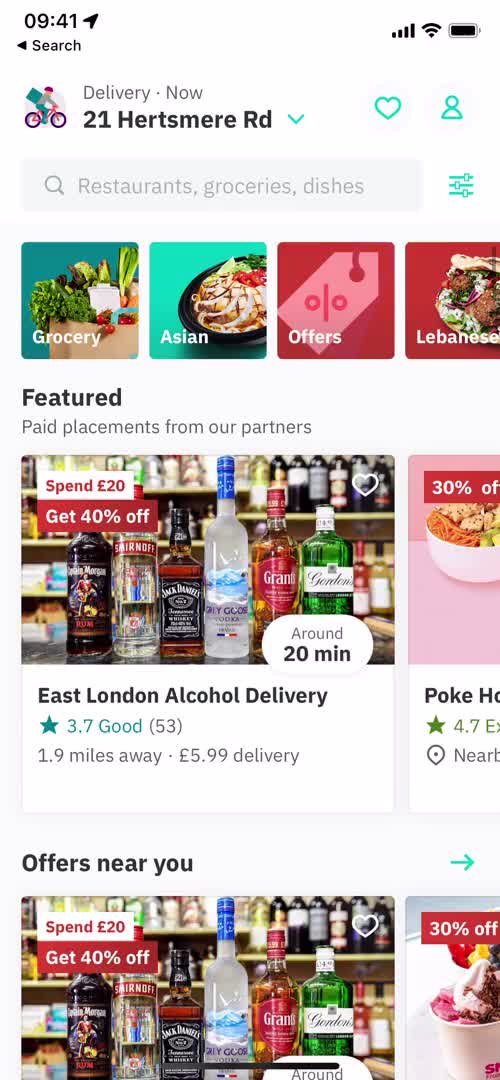 Deliveroo home screenshot