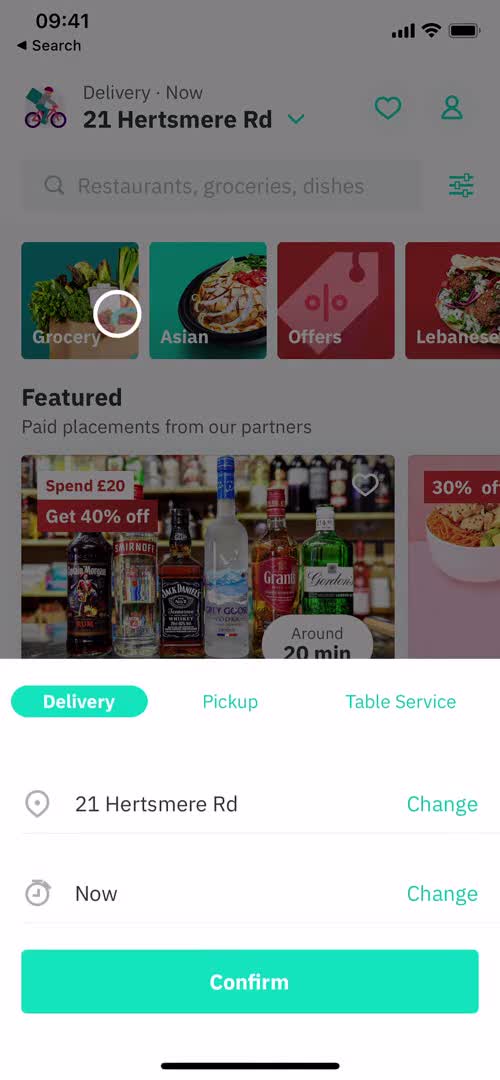 Deliveroo set location screenshot