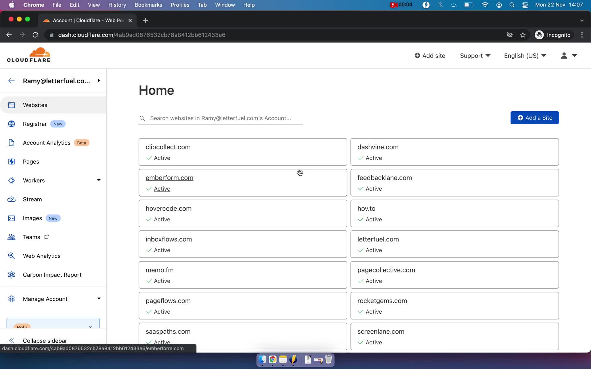 Cloudflare home screenshot