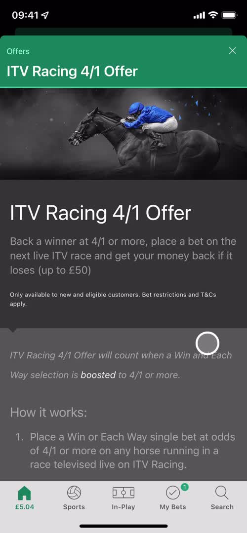 Bet365 offer details screenshot