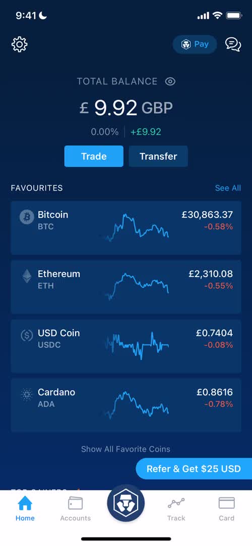 Crypto.com home screenshot