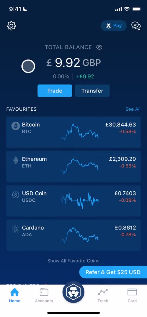 Crypto.com home screenshot