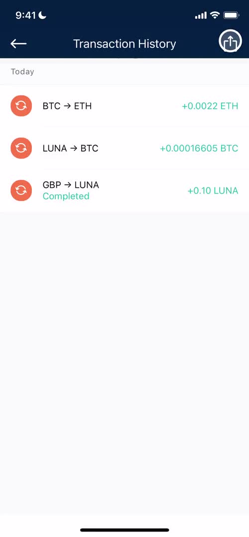 Crypto.com transaction history screenshot