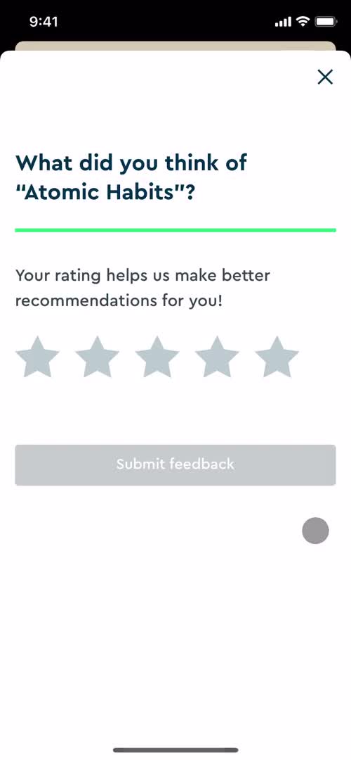 Blinkist share feedback screenshot