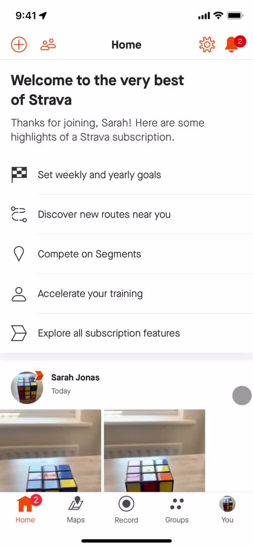 Strava home screenshot